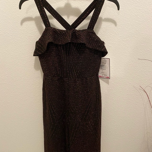 Trixxi Girl Black Rainbow Metallic Ruffle Jumpsuit - M - Picture 3 of 13